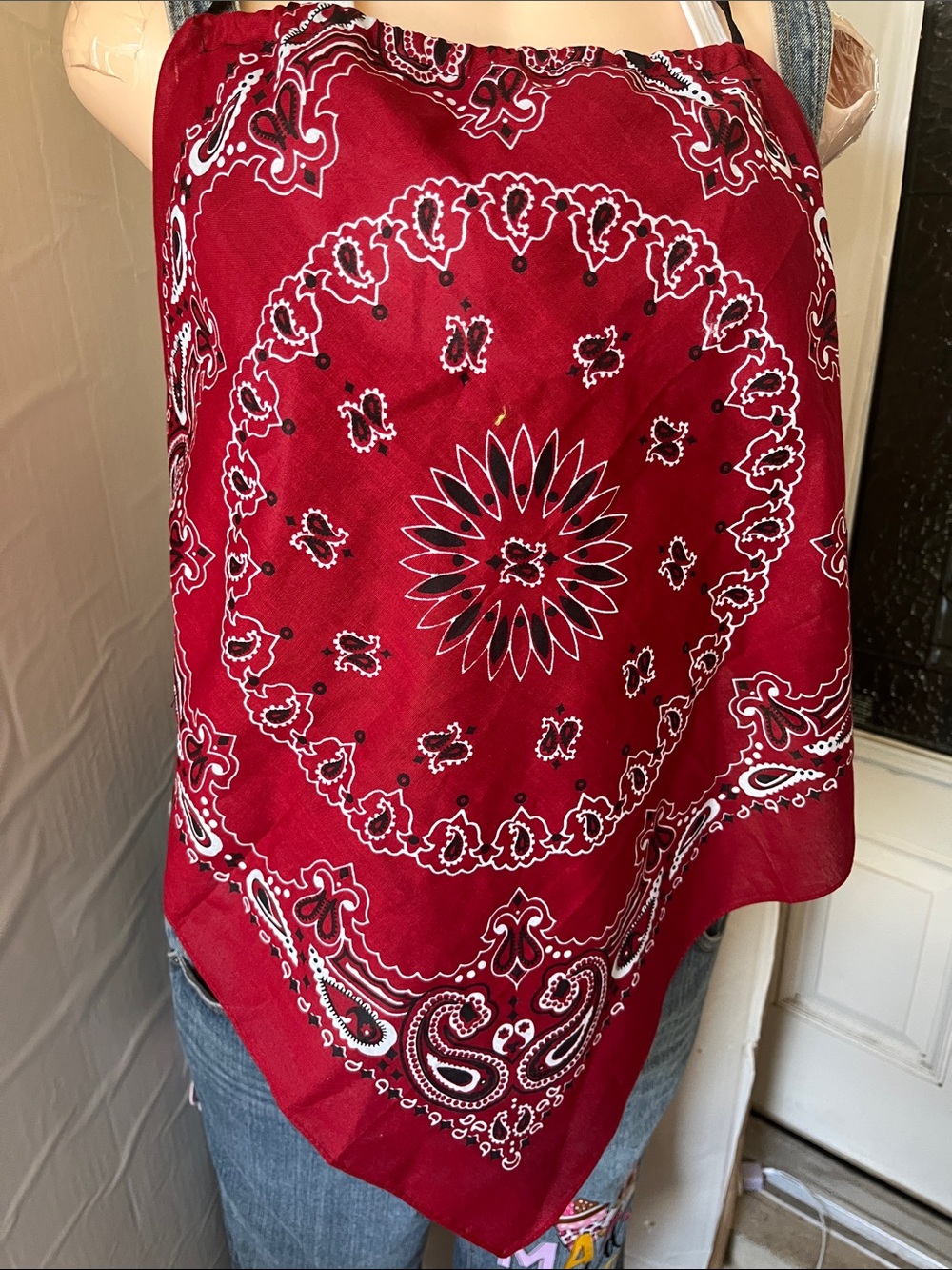 Red Bandana Print Handkerchief Halter Top